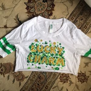 Cropped “lucky charm” 3 quarter length T-shirt